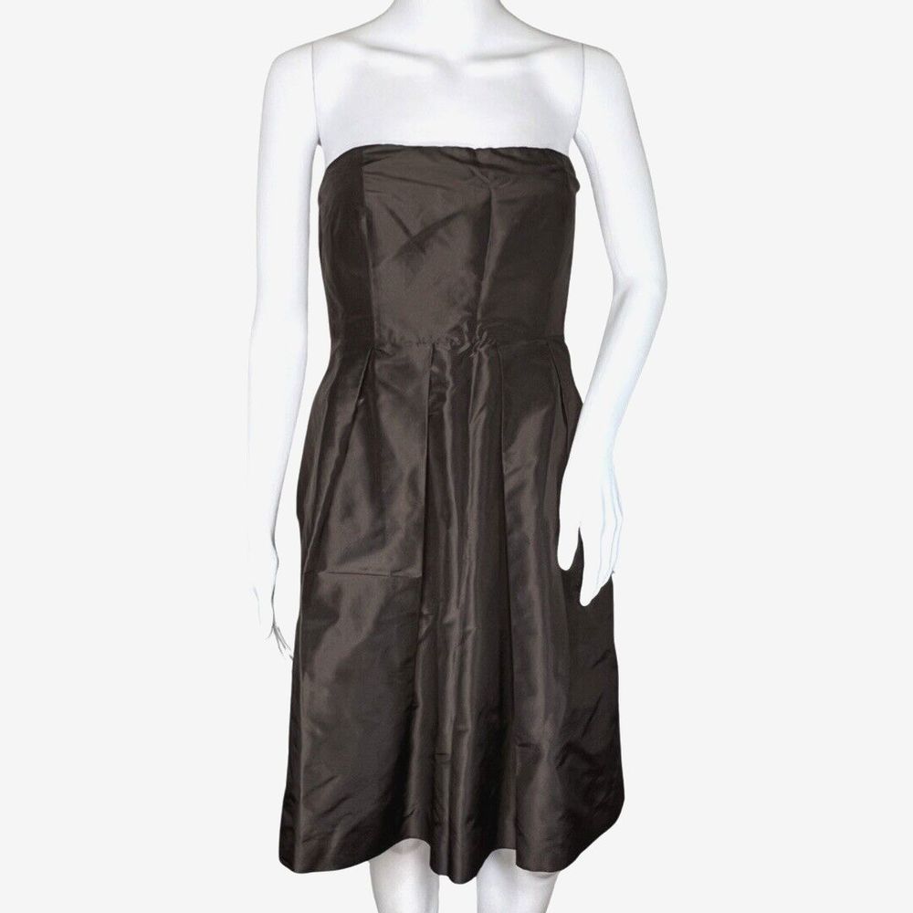 J. Crew Dress Women 6 Petite Brown Strapless 100% Silk Neutral Minimalist Preppy